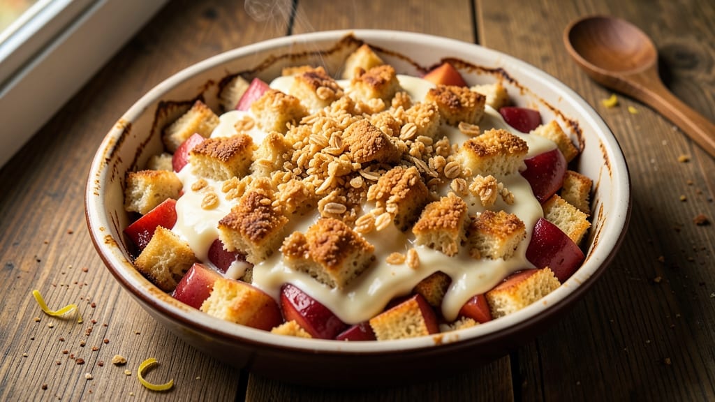 Apple Crisp Bread Pudding Recipe: Warm Cinnamon-Apple Crunch With Vanilla Creaminess